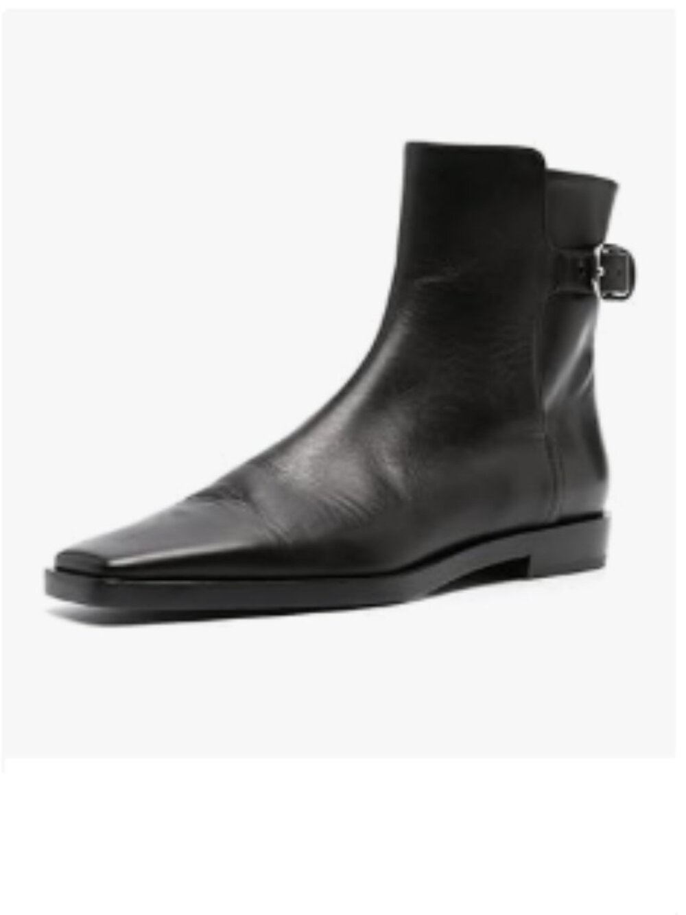 Black Women Fashion Low Heel Back Strap Buckle Ankle Boots Square Toe Boots